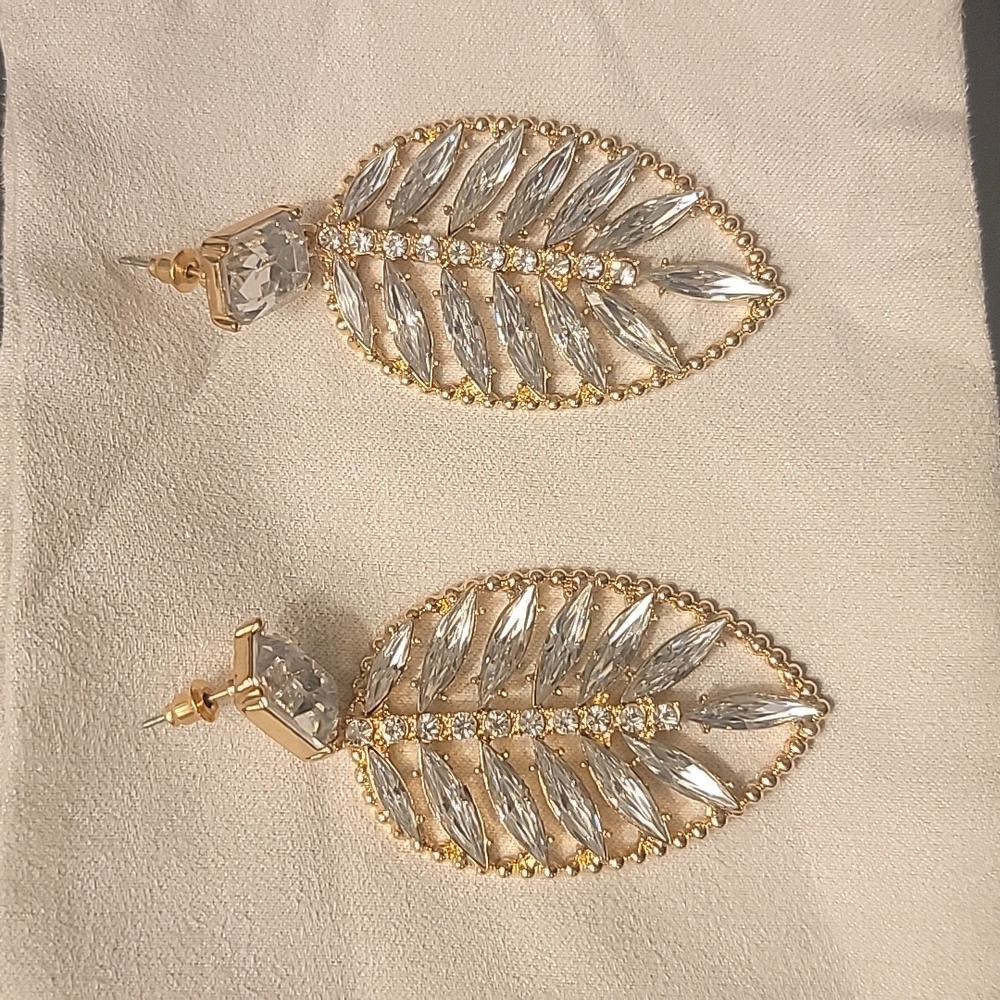 Lulu's Leaf Crystal Earrings